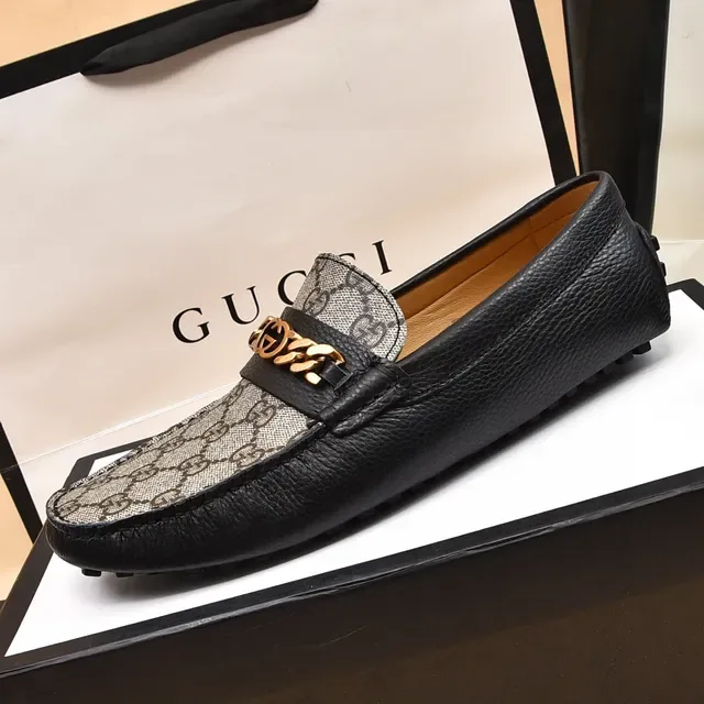 Gucci Horsebit 1955 Beige and Black GG Canvas Loafers 5