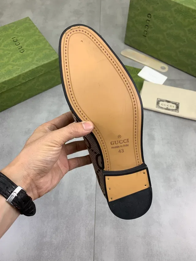गुच्ची Horsebit 1955 Beige Brown GG Monogram लोफर्स 2