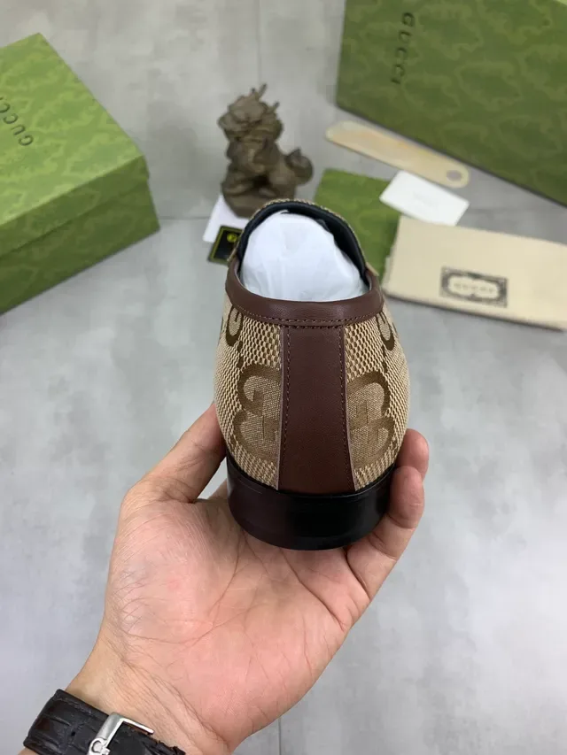 गुच्ची Horsebit 1955 Beige Brown GG Monogram लोफर्स 3