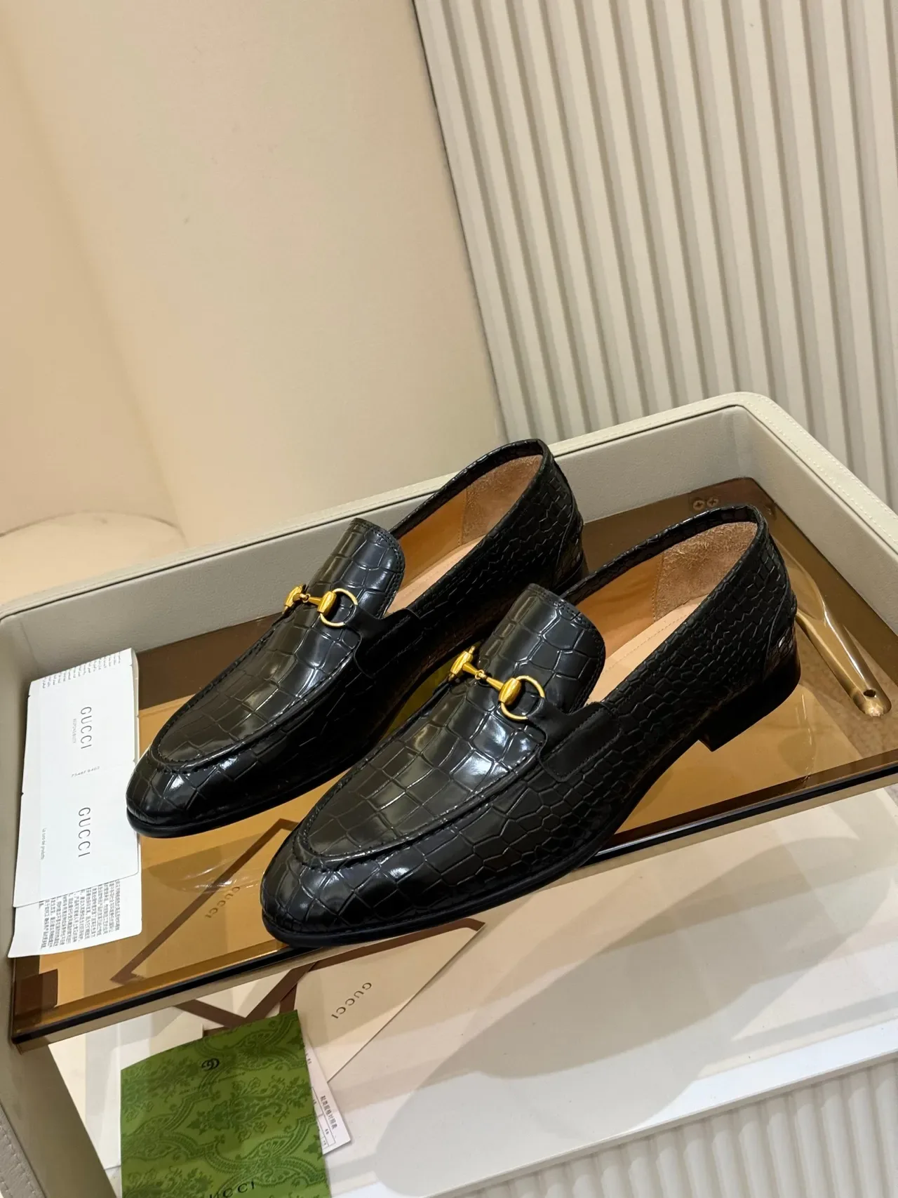 Gucci Horsebit 1955 Black Croc-Embossed Leather Loafer 5