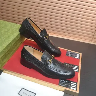Gucci Horsebit 1955 काला स्वर्ण क्रोकोडाइल एम्बॉस्ड लेदर बकल लोफर