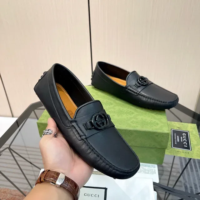 Gucci Horsebit 1955 Mocassins en cuir noir avec boucle Double G 4
