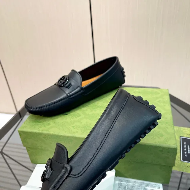 Gucci Horsebit 1955 Mocassins en cuir noir avec boucle Double G 5