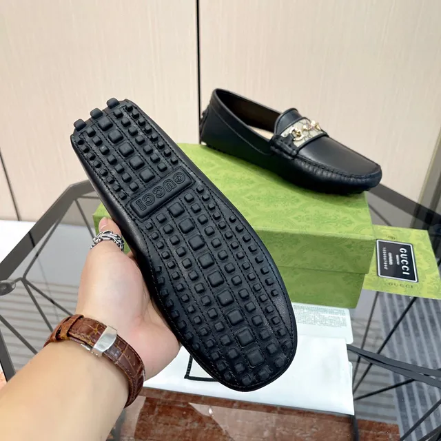 Gucci Horsebit 1955 Black Leather GG Web Loafers 2