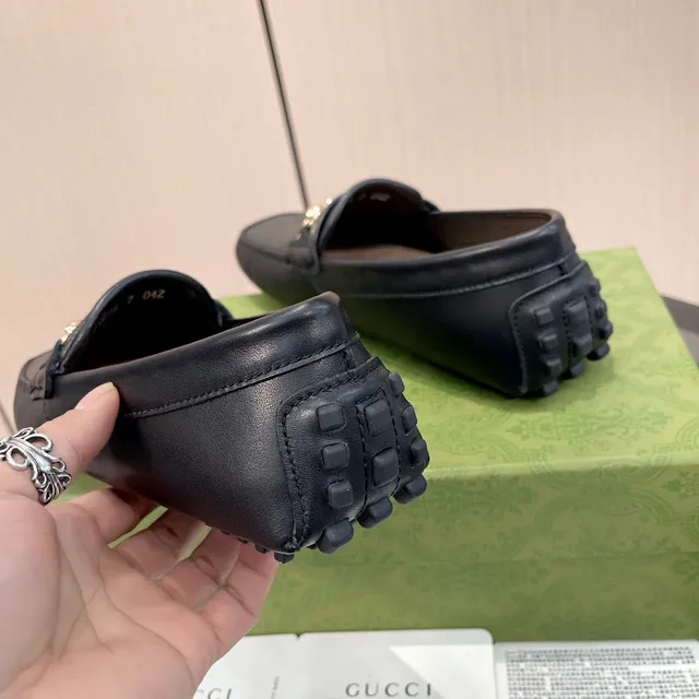 Gucci Horsebit 1955 Black Leather GG Web Loafers 3