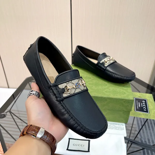 Gucci Horsebit 1955 Black Leather GG Web Loafers 4