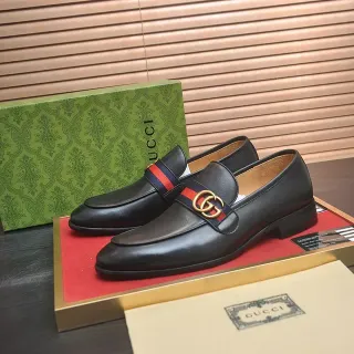 Gucci Horsebit 1955 Black Leather Web Stripe Loafers