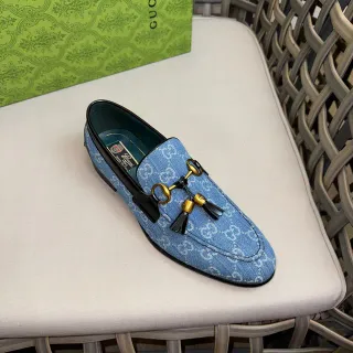 Gucci Horsebit 1955 蓝色牛仔布 GG Monogram 乐福鞋
