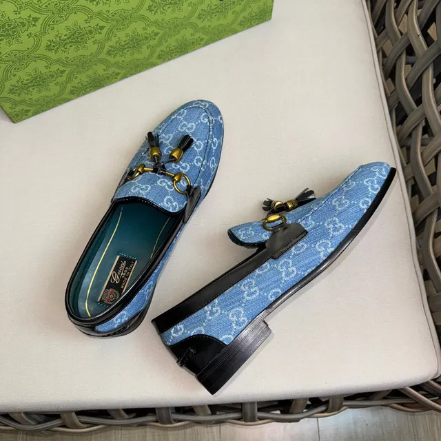 Gucci Horsebit 1955 denim bleu GG Monogram mocassins 3