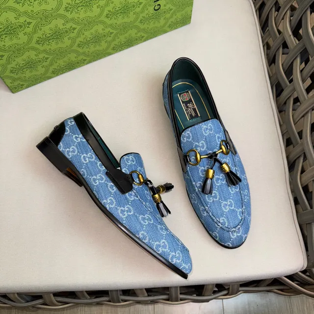 Gucci Horsebit 1955 denim bleu GG Monogram mocassins 5