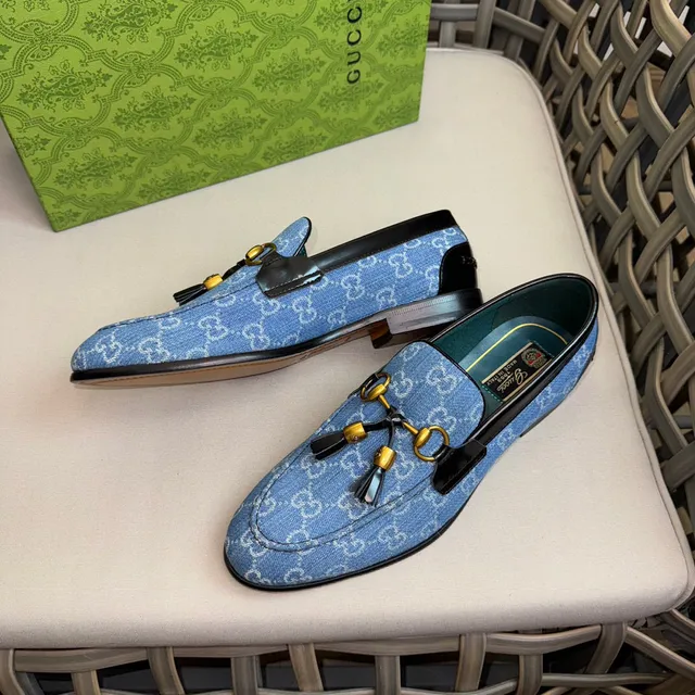 Gucci Horsebit 1955 denim bleu GG Monogram mocassins 6