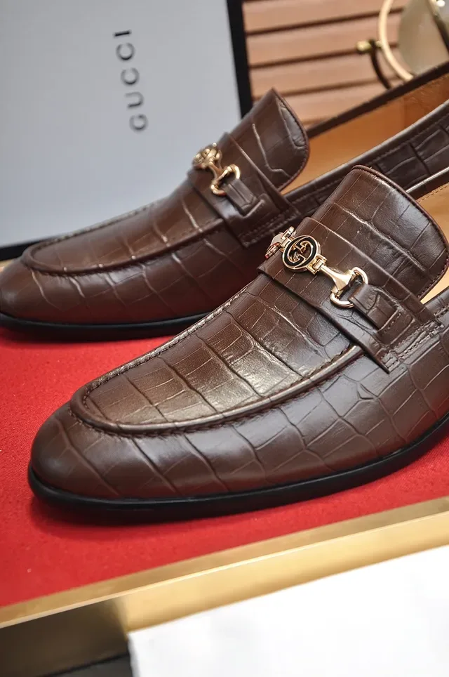 Gucci Horsebit 1955 Brown Croc-Embossed Leather Loafers 2
