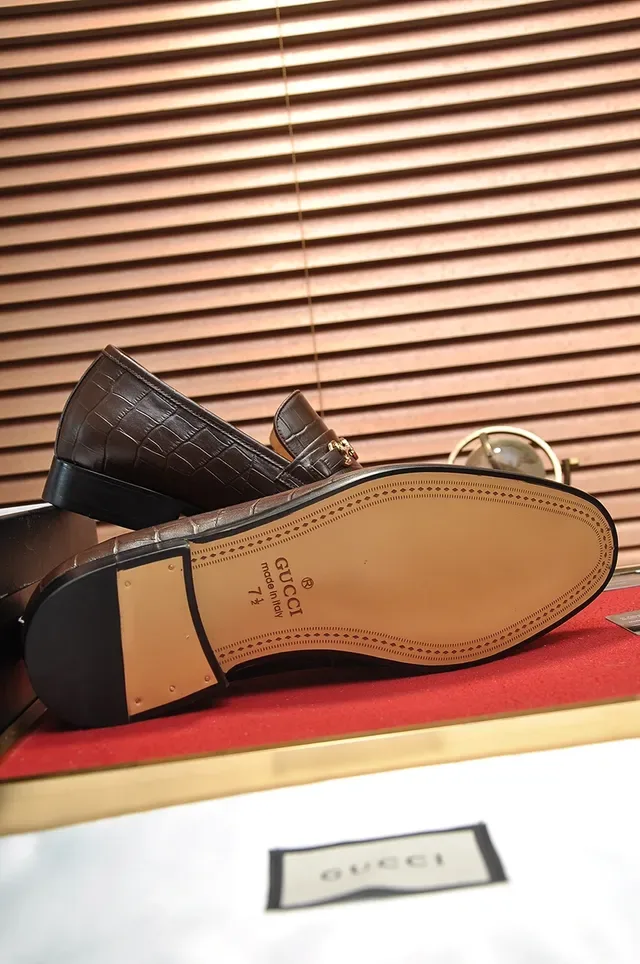Gucci Horsebit 1955 Brown Croc-Embossed Leather Loafers 3