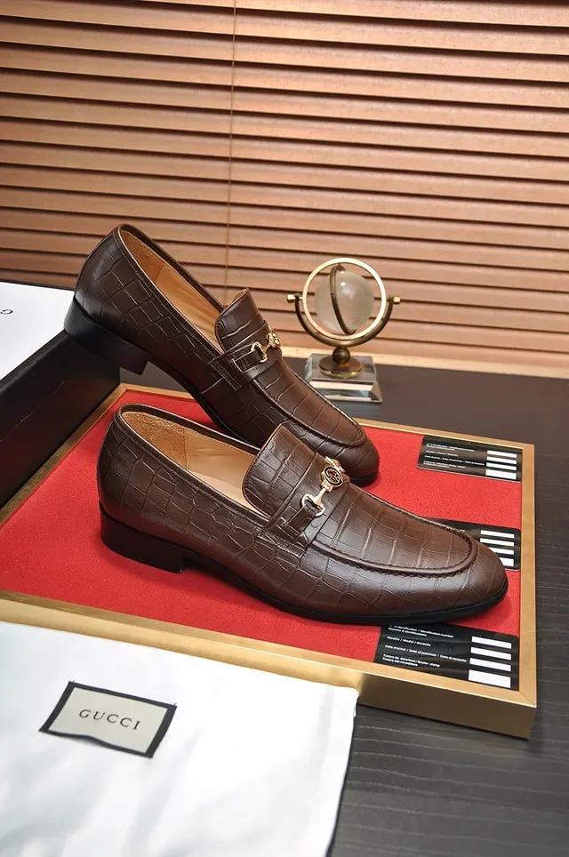 Gucci Horsebit 1955 Brown Croc-Embossed Leather Loafers 4