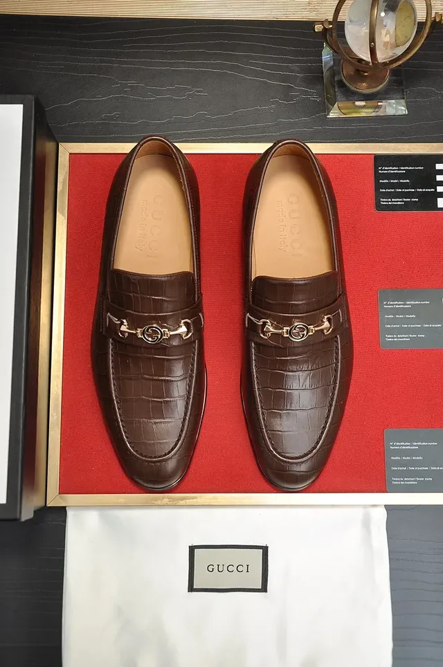 Gucci Horsebit 1955 Brown Croc-Embossed Leather Loafers 5
