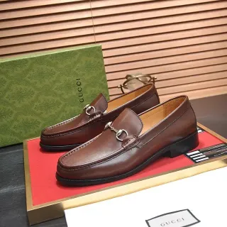 Gucci Horsebit 1955 भूरी चमड़े की लोअफर