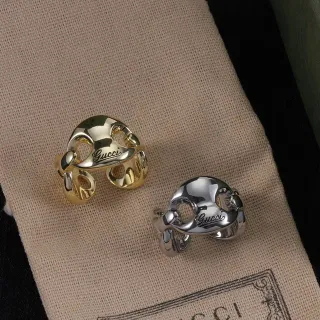 Gucci Horsebit 1955 Gold Silver Interlocking Loop Polished Metal Ring