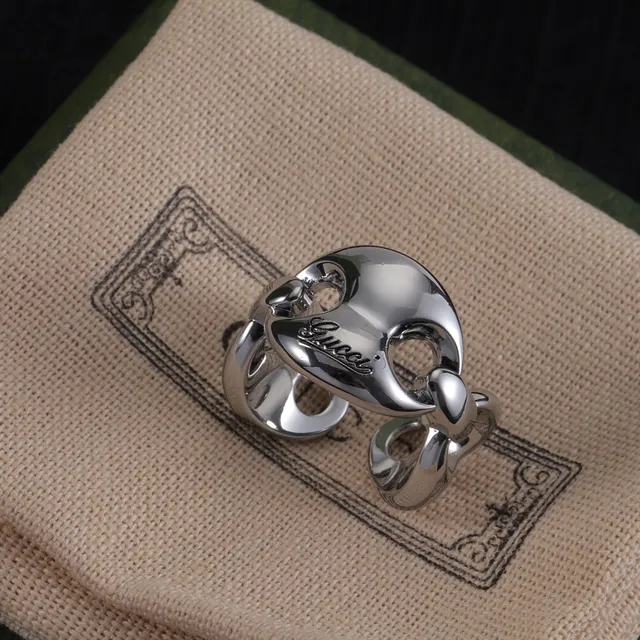 Gucci Horsebit 1955 Gold Silver Interlocking Loop Polished Metal Ring 2
