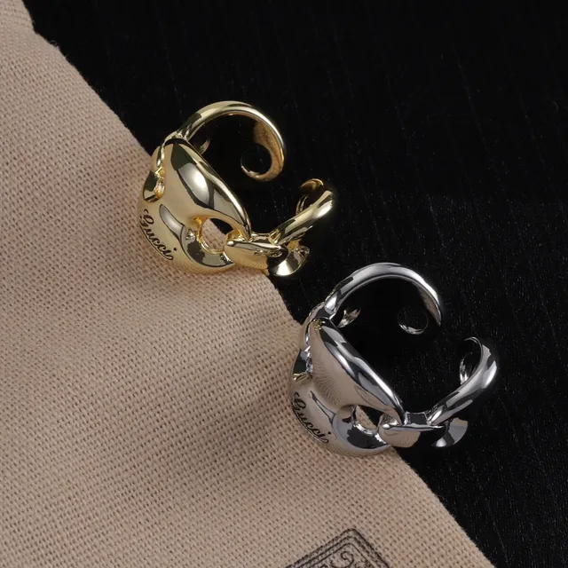 Gucci Horsebit 1955 Gold Silver Interlocking Loop Polished Metal Ring 6
