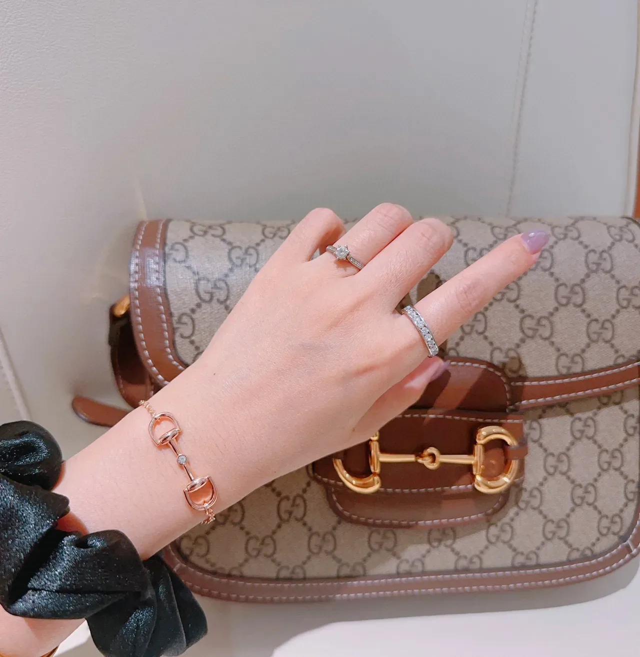 Bracelet Gucci Horsebit 1955 Cristal Doré 5