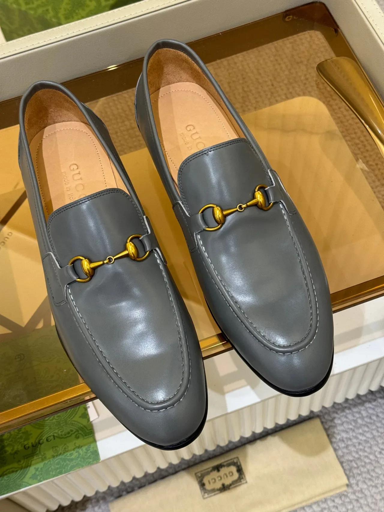 Gucci Horsebit 1955 Gray Leather Loafer 4