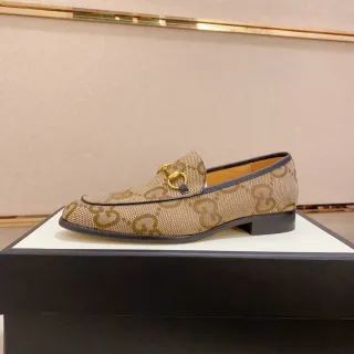 Gucci Horsebit 1955 लोफर बेज ब्राउन GG Monogram कैनवास लोफर