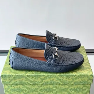 Gucci Horsebit 1955 नेवी ब्लू एमबॉस्ड GG लूफर