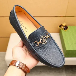 Gucci Horsebit 1955 Navy 压纹皮革 乐福鞋