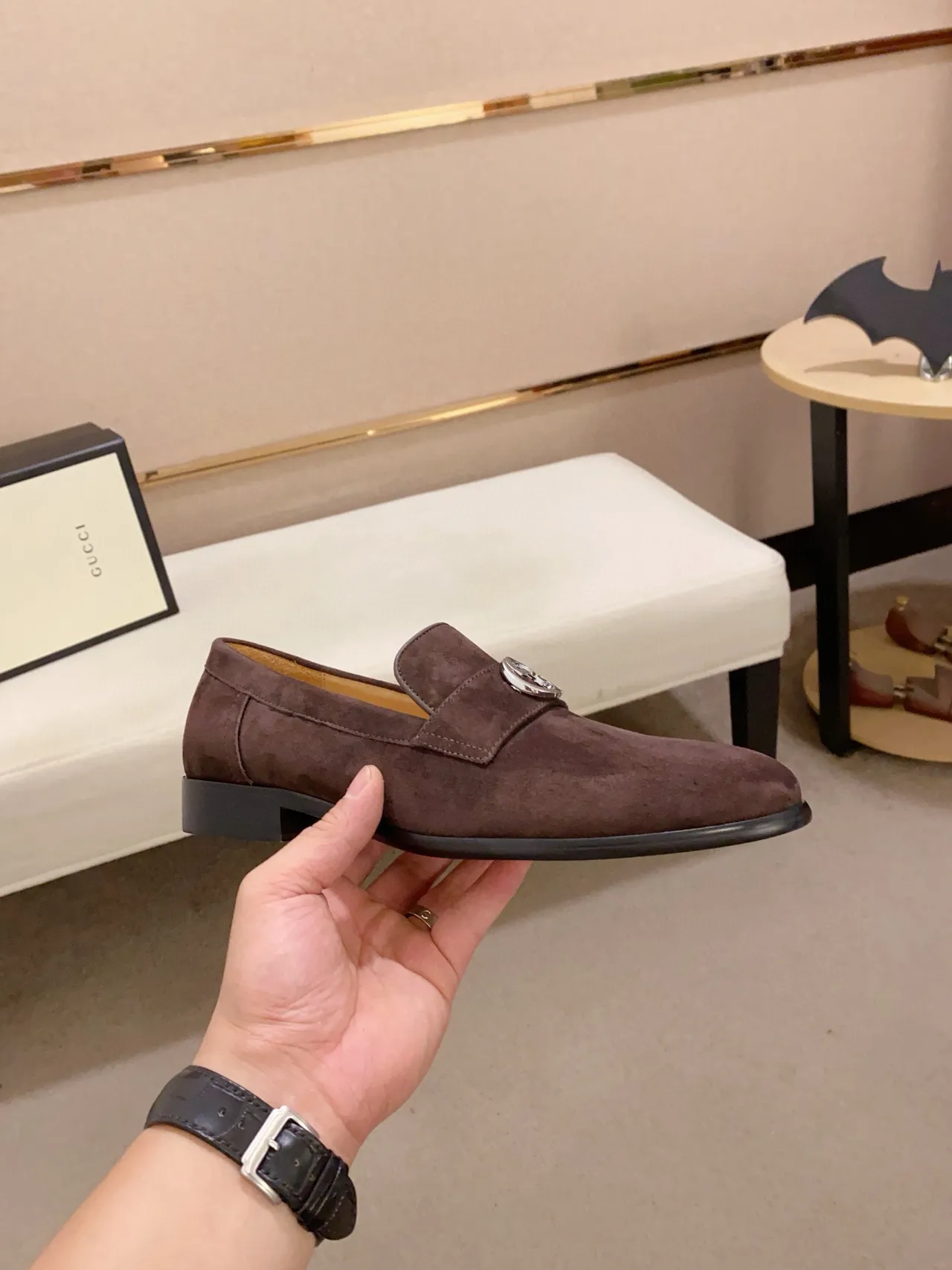 Gucci Horsebit Loafer Burgundy Suede Loafers 5