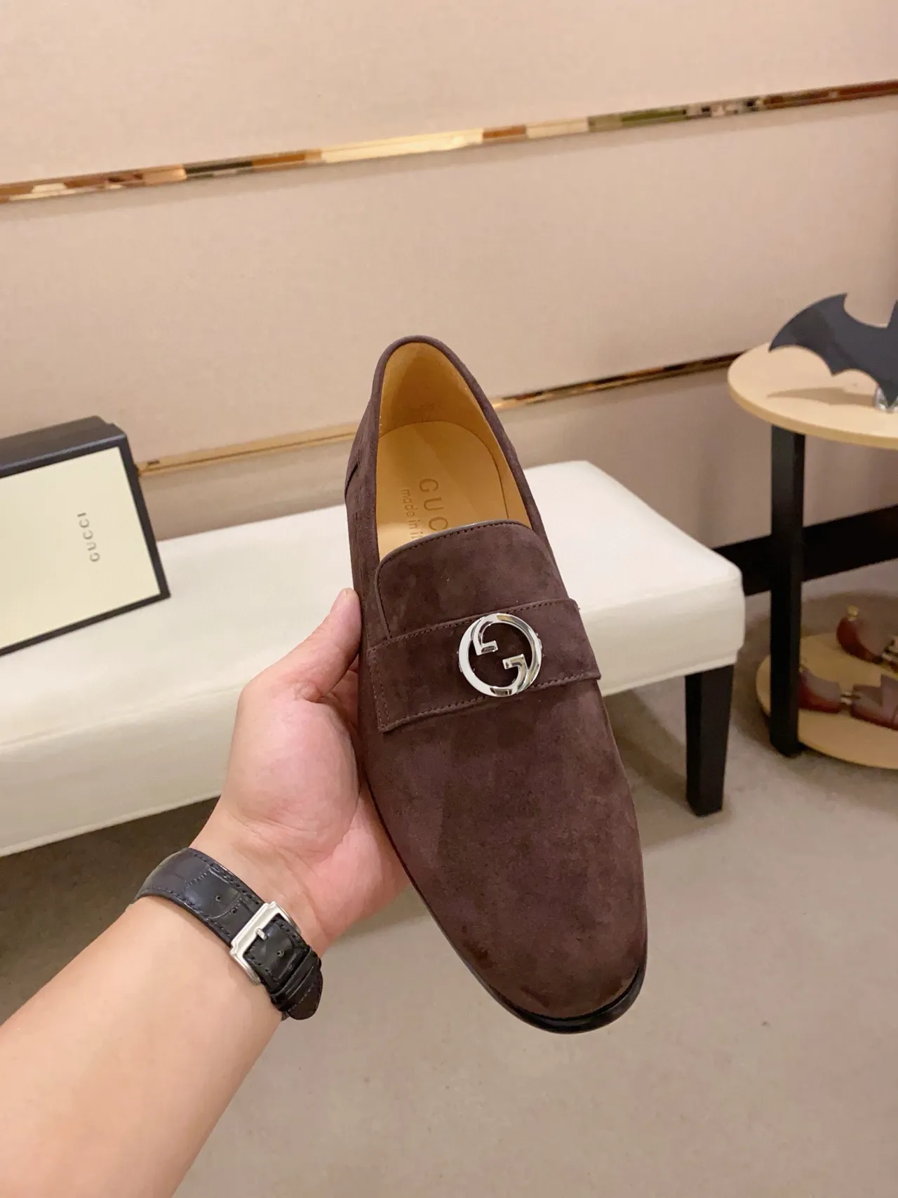 Gucci Horsebit Loafer Burgundy Suede Loafers 6
