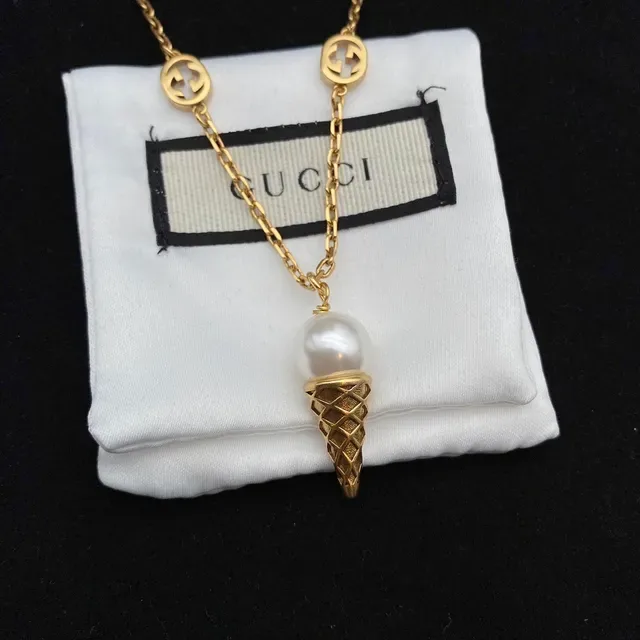 Gucci Ice Cream Cone Pendant Gold-Tone Chain Necklace 5