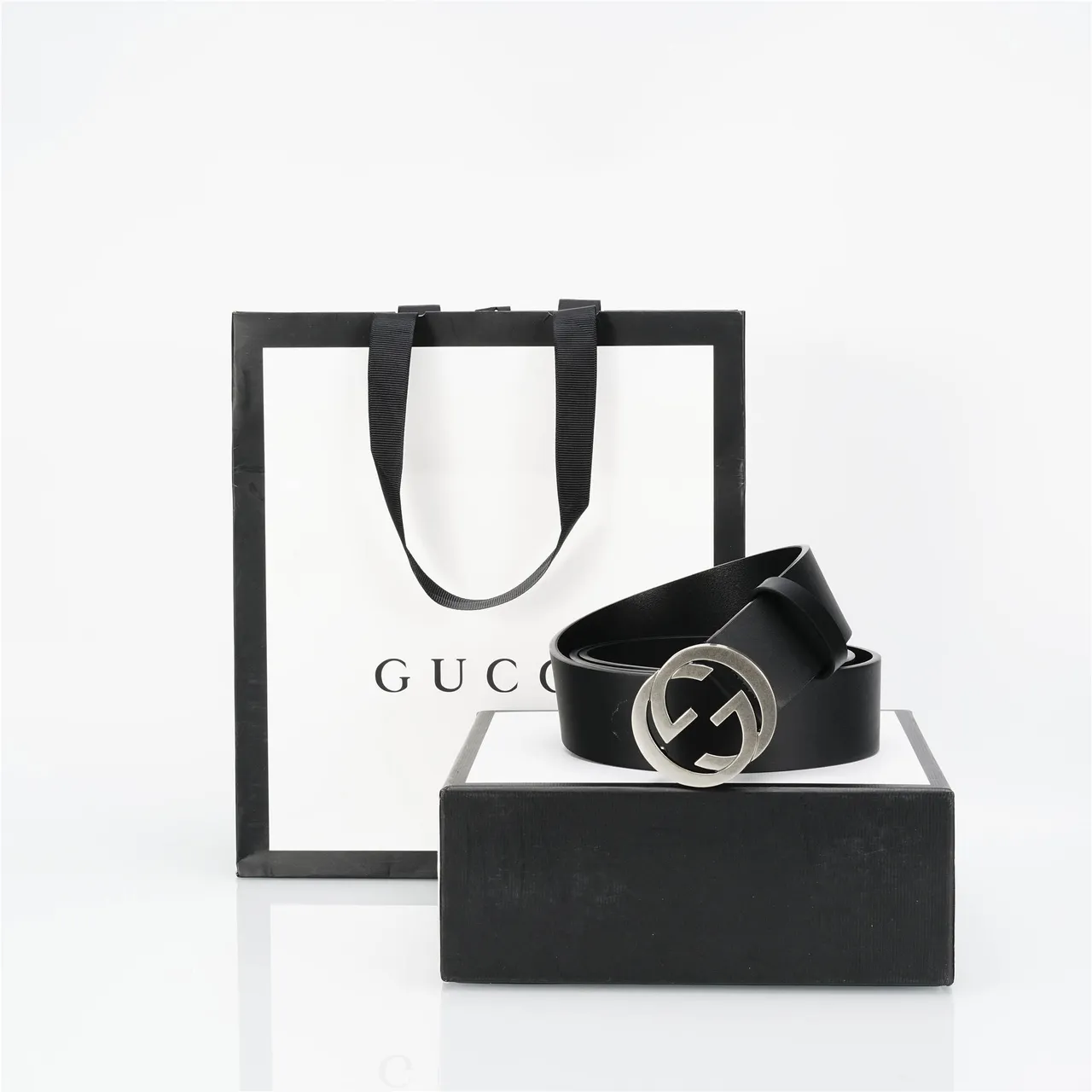 Gucci Interlocking G Belt Black Leather Belt 4