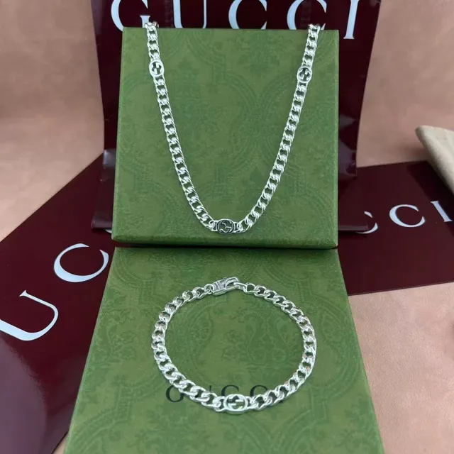 Gucci Interlocking G Curb Chain Silver-Tone Necklace 7