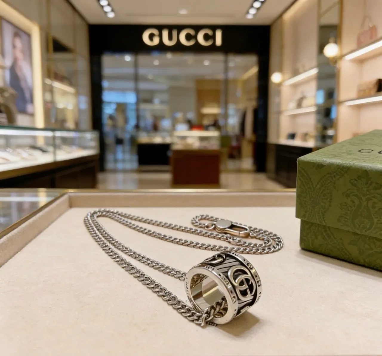 Gucci Interlocking G Cylindrical Pendant Necklace 6