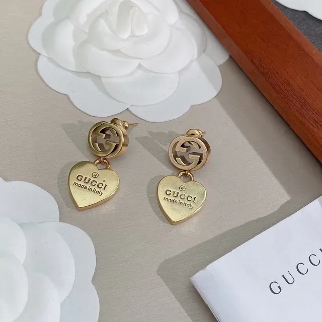Gucci Interlocking G Heart Charm Gold-Tone Earrings 3