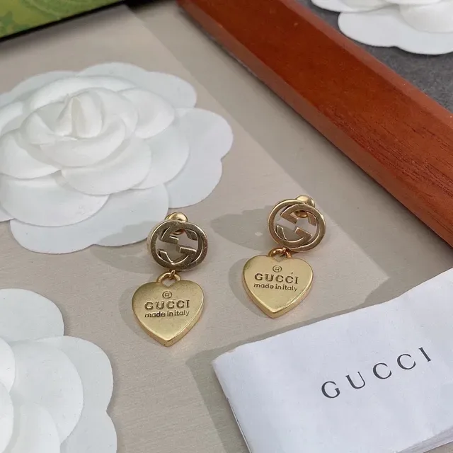 Gucci Interlocking G Heart Charm Gold-Tone Earrings 9