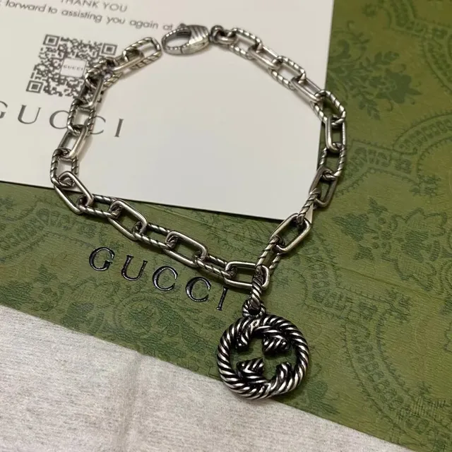 Gucci Interlocking G Twisted Rope-Link Silver Bracelet 2