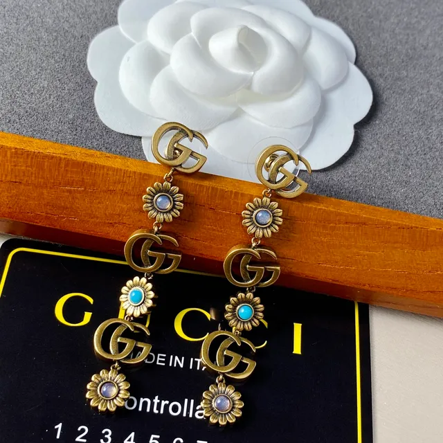 Gucci Interlocking GG Floral Drop Earrings 2