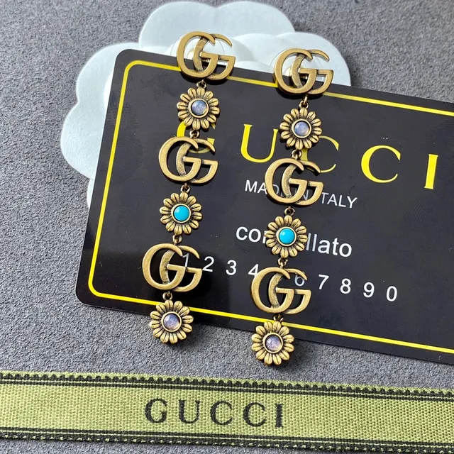 Gucci Interlocking GG Floral Drop Earrings 3