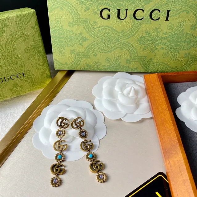 Gucci Interlocking GG Floral Drop Earrings 4