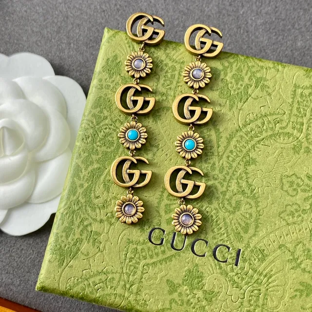 Gucci Interlocking GG Floral Drop Earrings 5