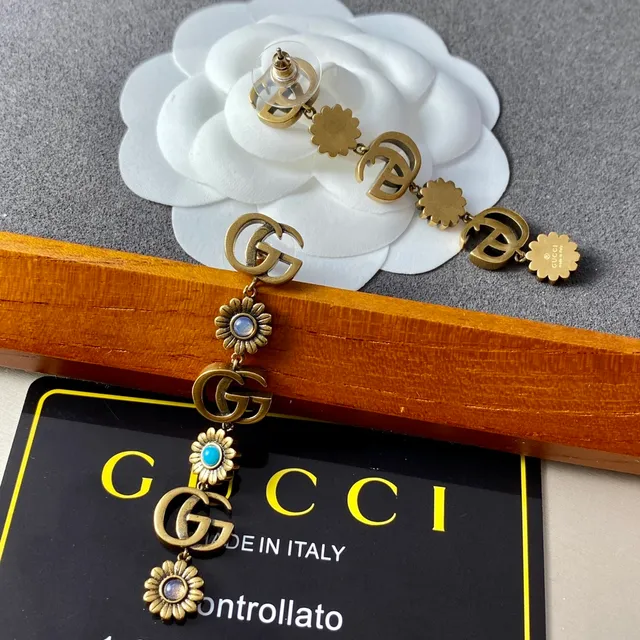 Gucci Interlocking GG Floral Drop Earrings 6