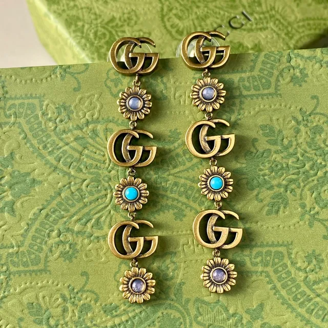 Gucci Interlocking GG Floral Drop Earrings 7