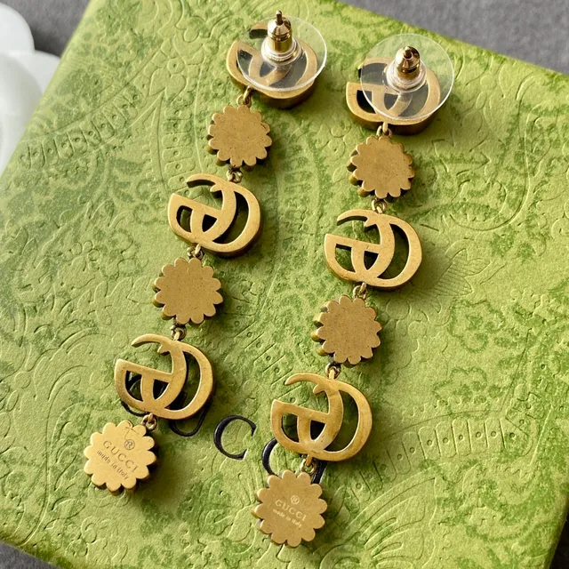 Gucci Interlocking GG Floral Drop Earrings 8