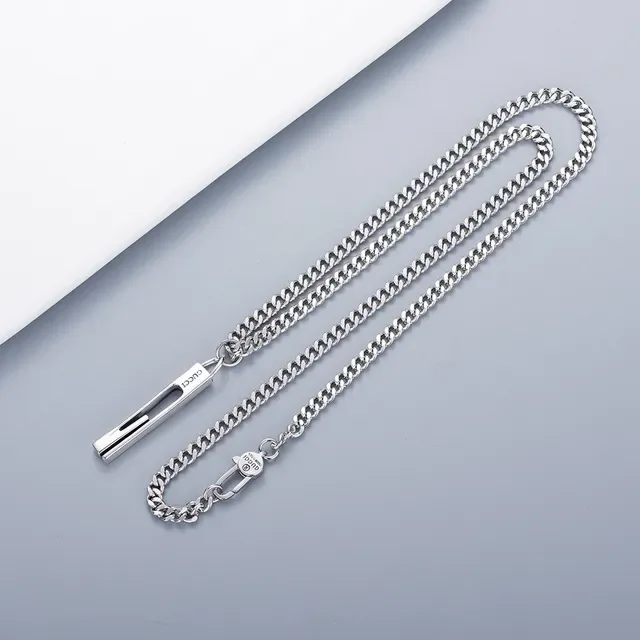 Gucci Link to Love Silver Minimalist Tubular Pendant Necklace 3