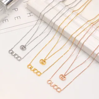 Gucci 标志吊坠项链 银金链条项链