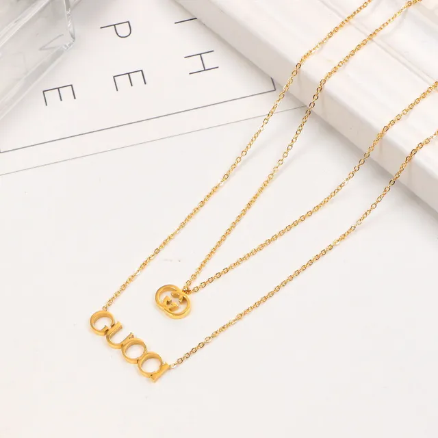 Gucci Logo Pendant Necklace Silver Gold Chain-Link Necklace 5