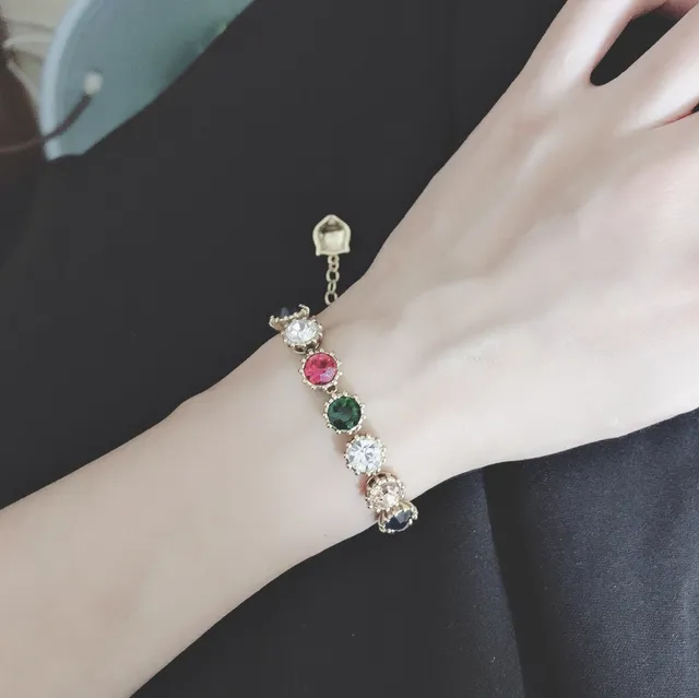 Gucci Multicolor Crystal Station Lion Head Bracelet 3