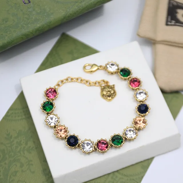 Gucci Multicolor Crystal Station Lion Head Bracelet 6