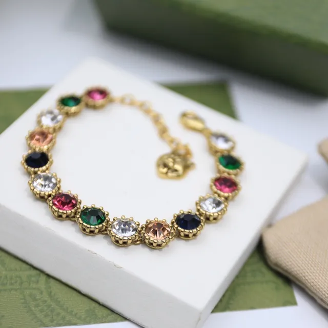Gucci Multicolor Crystal Station Lion Head Bracelet 7